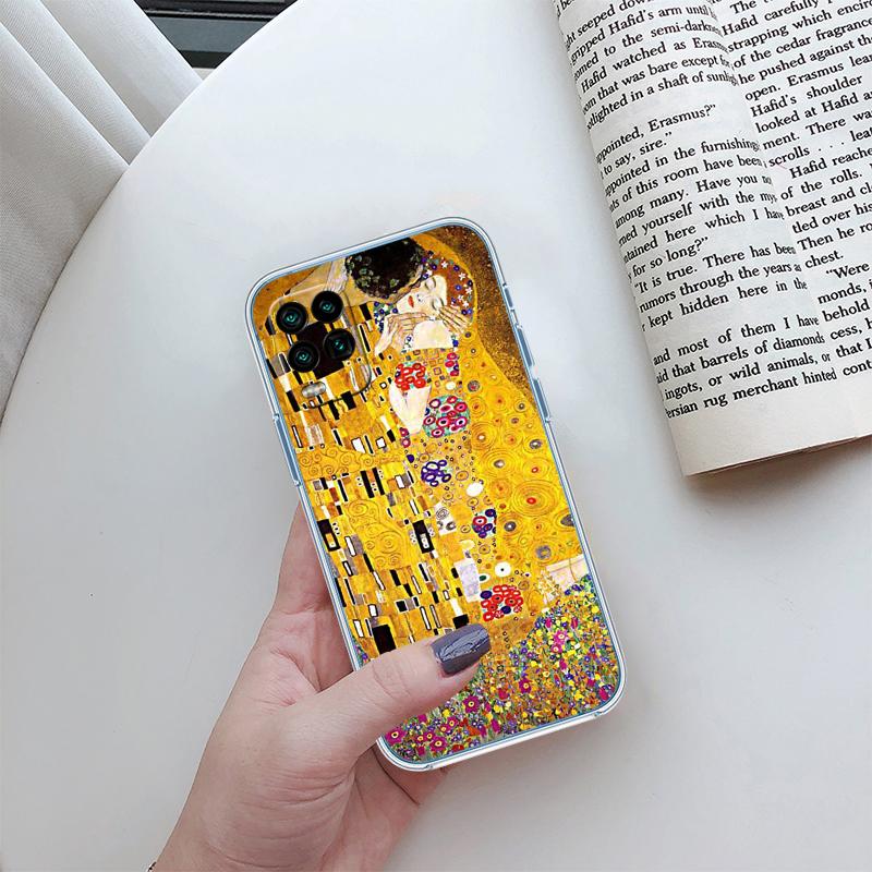 QE14 Gustav Klimt Transparent Phone Case for Motorola Moto G7 G8 G9 G84 G85 G73 G24 G15 Z2 Play Power Plus