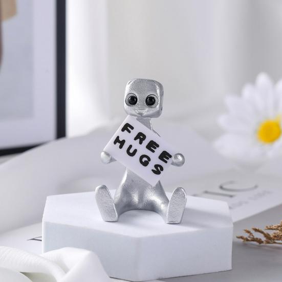 Anxiety Robot Resin Figure with Slogan 'Your Anxiety Is A Lying Hoe' Inspiring