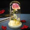 Фланелевая роза LED Стеклянный купол Имитация Золотой фольги Роза Цветок Освещение Имитация Цветочная декорация Свет Ночник Подарок на День святого Валентина