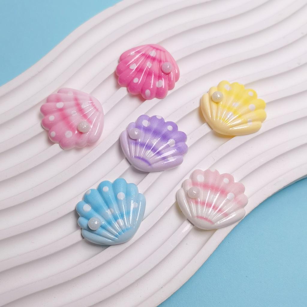 Bulk 100Pcs/Bag Assorted Colorful Seashell Flatback Resin Cabochons Embellishment for Jewelry Making Scrapbooking Keychain Decor