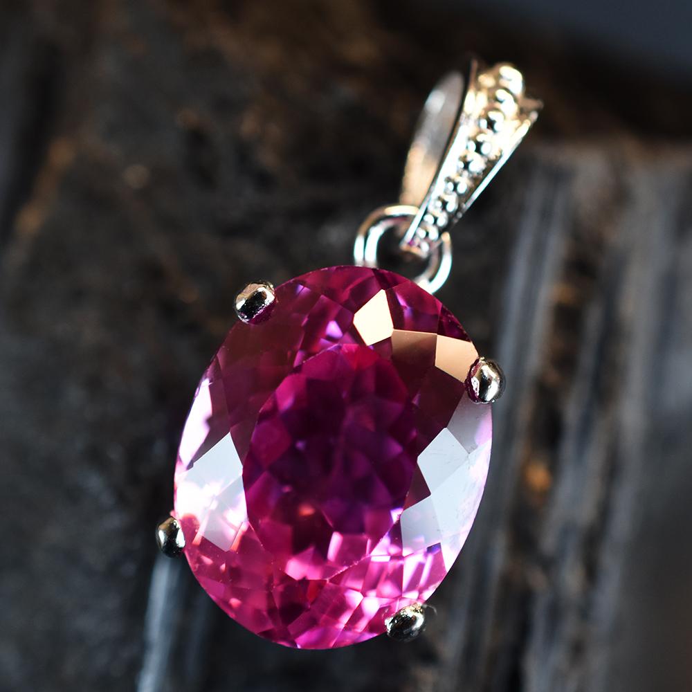 Pink Tourmaline Pendant 23 ct Gem Oval Cut 925 Sterling Silver Jewelry October Birthday Birthstone
