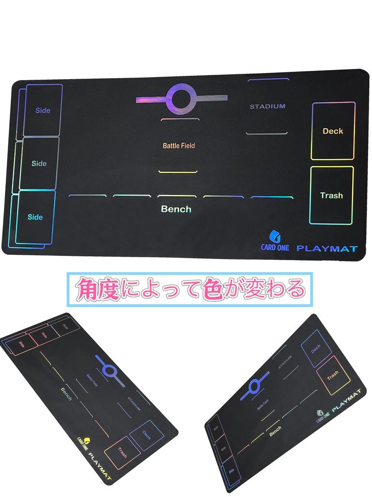 Игровой коврик для карточной игры Резиновый коврик с голографической фольгой Резиновый игровой коврик 30x60 см Половинный размер [CARD ONE] Нескользящий