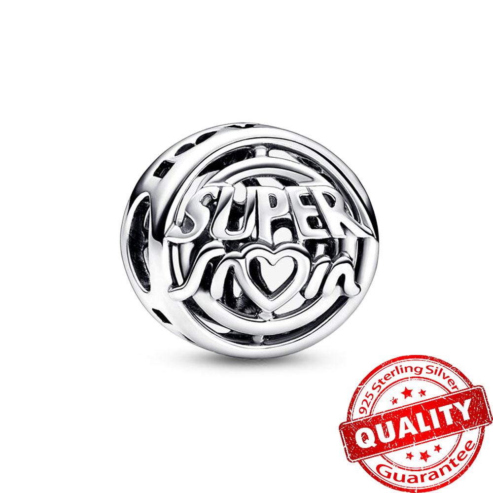 Mother'S Day Series Copper Mom Kiss Love Beads Infinity & Rose Heart Dangle Charm Fits Bracelet Diy Fine Jewelry