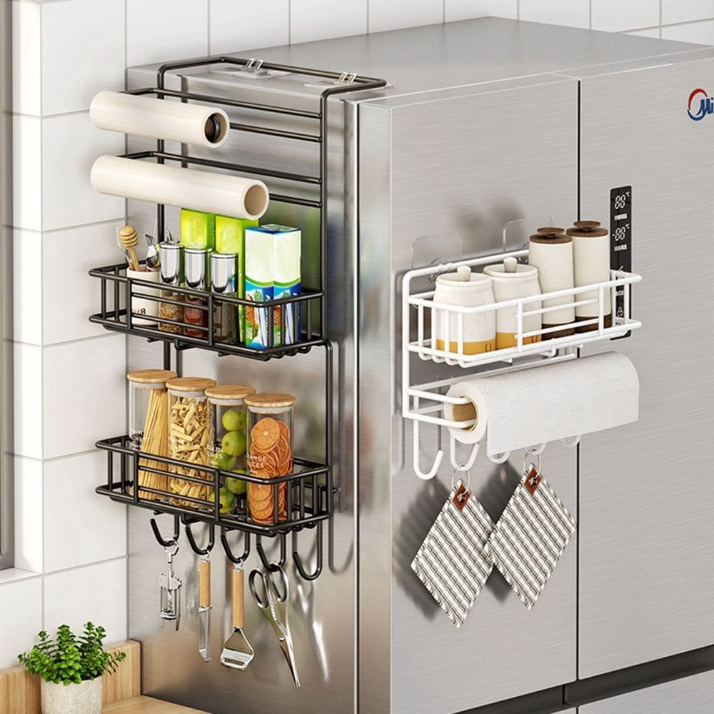 Стойка для хранения специй без отверстий, настенная, полка для холодильника, боковая полка для кухни