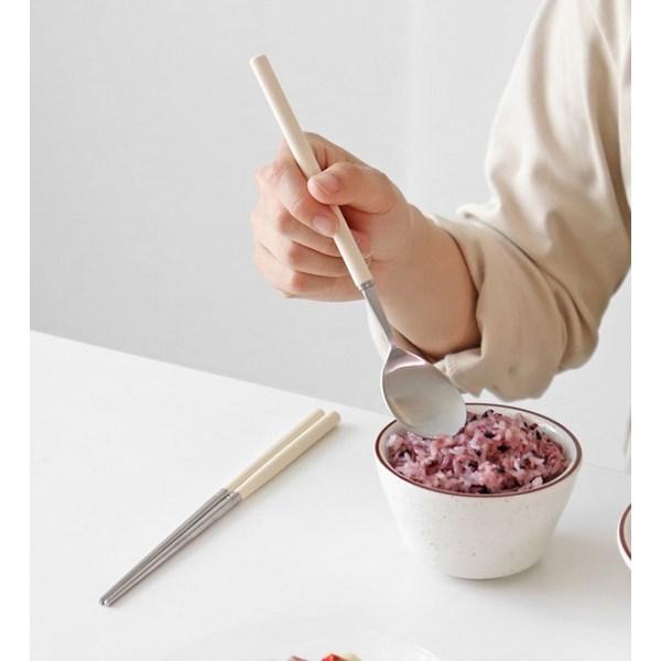 Kamome Kitchen Color Mood Cutlery Set, Cream Yellow, Spoon + Chopsticks, Korean Popular Tableware