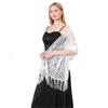 Fashionable White Lace Scarf Cut Outs Stylish Tassels Shawl Shoulder Wrap For Modern Women Daily and Special Occasion