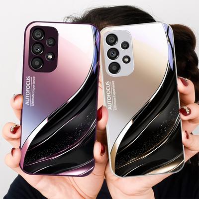 Черно-золотой абстрактный чехол из закаленного стекла для Samsung Galaxy S23 U Ltra 24 Plus S20 21 FE S25 Ultra A70 A72 73 51 52 53