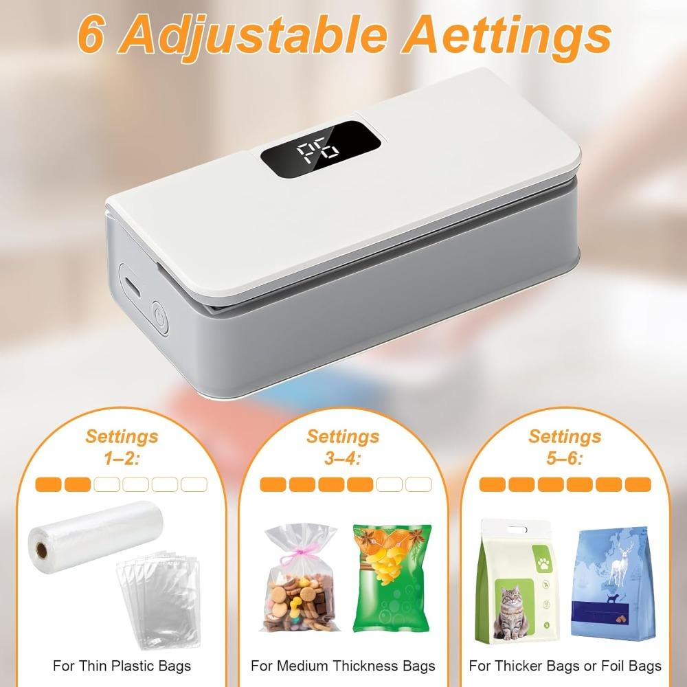 2026 New Mini Sealing Machine, Potato Chip Bag Sealing Machine, with Cutter and Magnet, LED Power Display