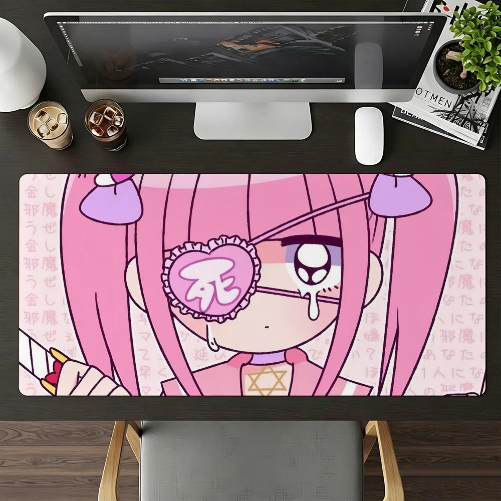 Yami Kawaii Menherachan Коврик для мыши Большой Нескользящий Водонепроницаемый Коврик Прошитый край Клавиатурный коврик Для игр Ежедневного офиса