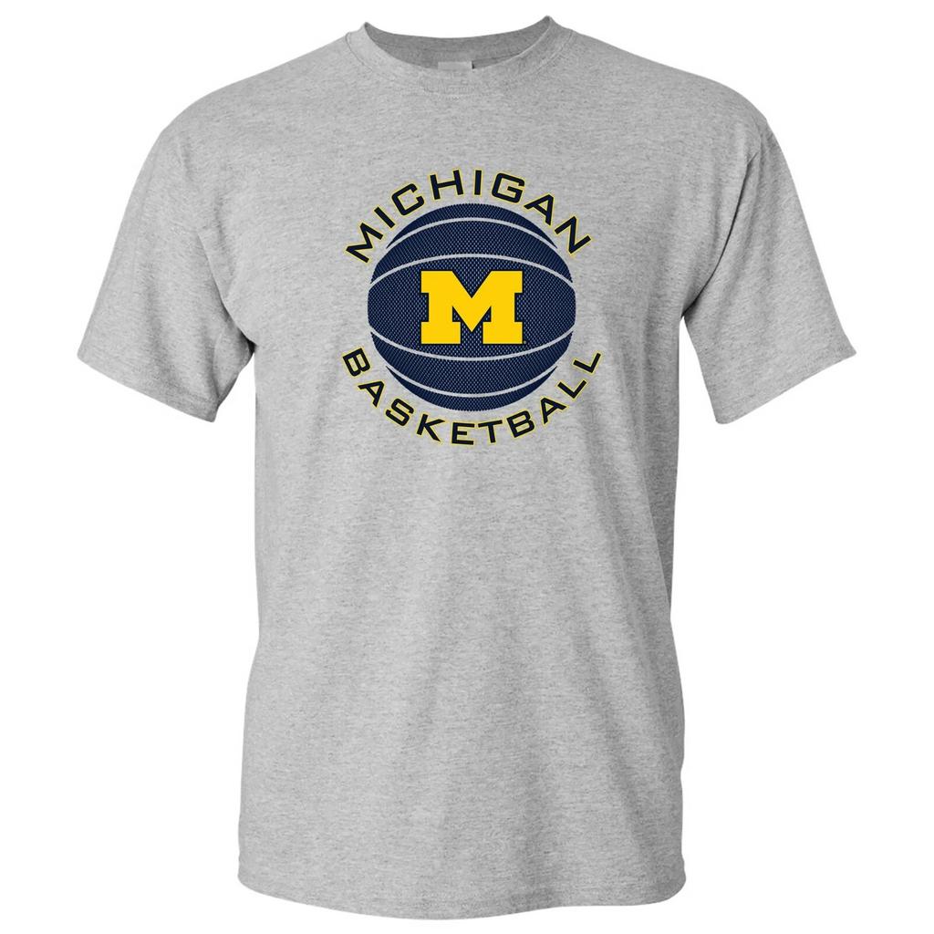 Футболка с круглой эмблемой баскетбольной команды Michigan Wolverines - Спортивно-серый