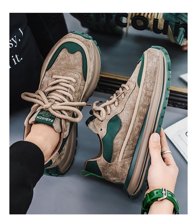 Мужские ретро кроссовки колор-блок: Весенние повседневные уличные кроссовки на толстой подошве для увеличения роста