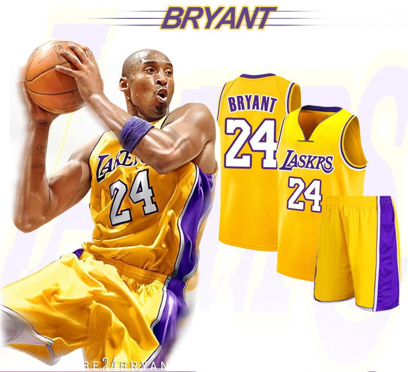 Баскетбольная майка Kobe Bryant с V-образным вырезом, номер 24, желтая