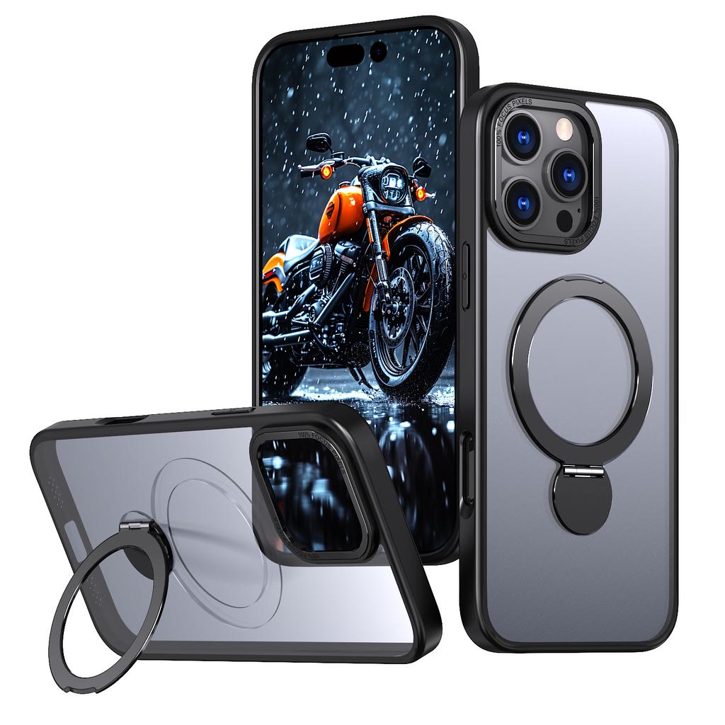 Для iPhone 16 Pro Магнитный чехол для телефона Матовый на ощупь Вращающаяся подставка Креативный для Apple 15 Защитный чехол