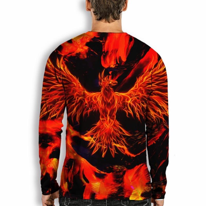 Весна-Осень 3D цифровая печать Phoenix Flame мужская повседневная свободная футболка с длинным рукавом Pulleys&Long Sleeves мужская