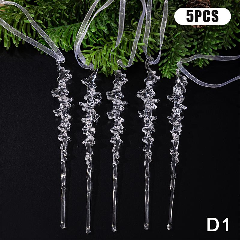 Прозрачные акриловые рождественские украшения для елки, рождественские подвесные украшения, подвесной декор в виде снежинки и сосульки, украшения для новогодней вечеринки