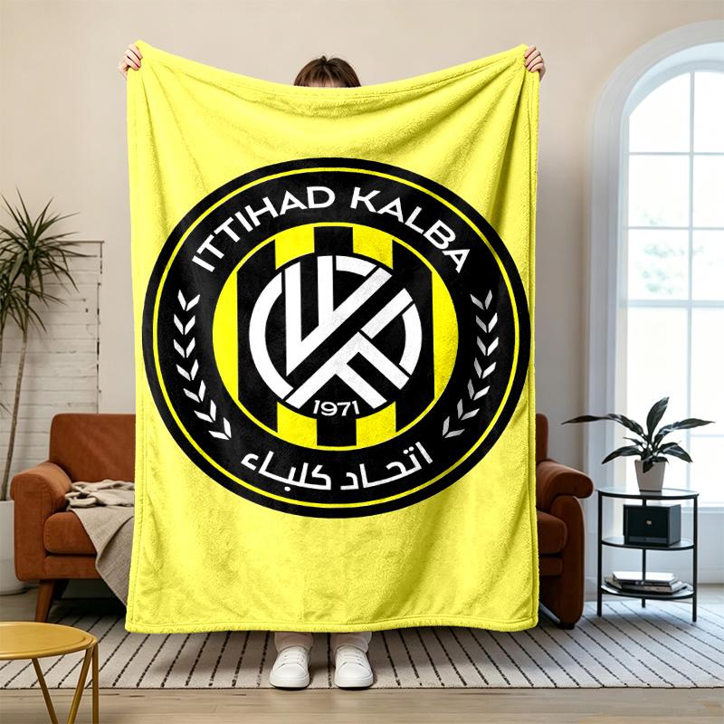 ФК «Аль-Иттихад» Мягкий и удобный фланелевый плед Подходит для диванов, гостиных, кемпинга на открытом воздухе, путешествий, а также станет отличным подарком на годовщину