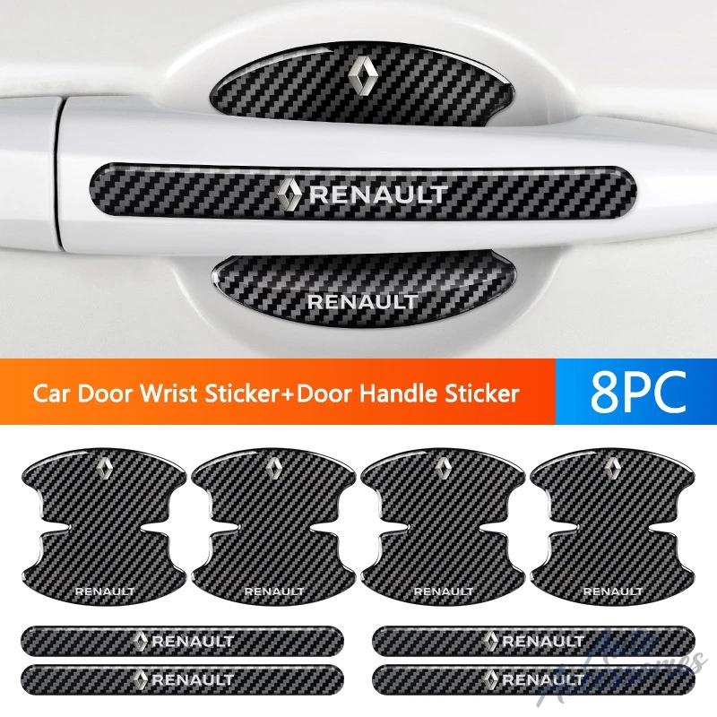 4/8Pcs Car Door Handle Bowl Scratch Protective Sticker Carbon Fibre For Renault Dacia Megane 2 Duster Logan Captur Clio Laguna 3 ZZ12