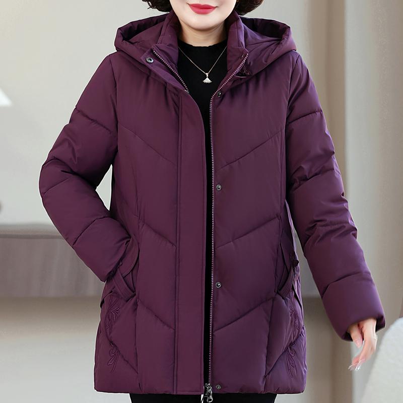 Plus Size Women's Parkas Winter Warm Jackets Hooded Elegant Loose Thick Outerwear Middle Age Women's Coats