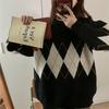 2023 Trendy Women's Diamond Pattern Sweater - Autumn/Winter Lazy Chic Elevated Design