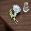 Metal Enamel Calla Flower Brooch Adjustable Vintage Brooch Luxury Geometric Brooch  Women