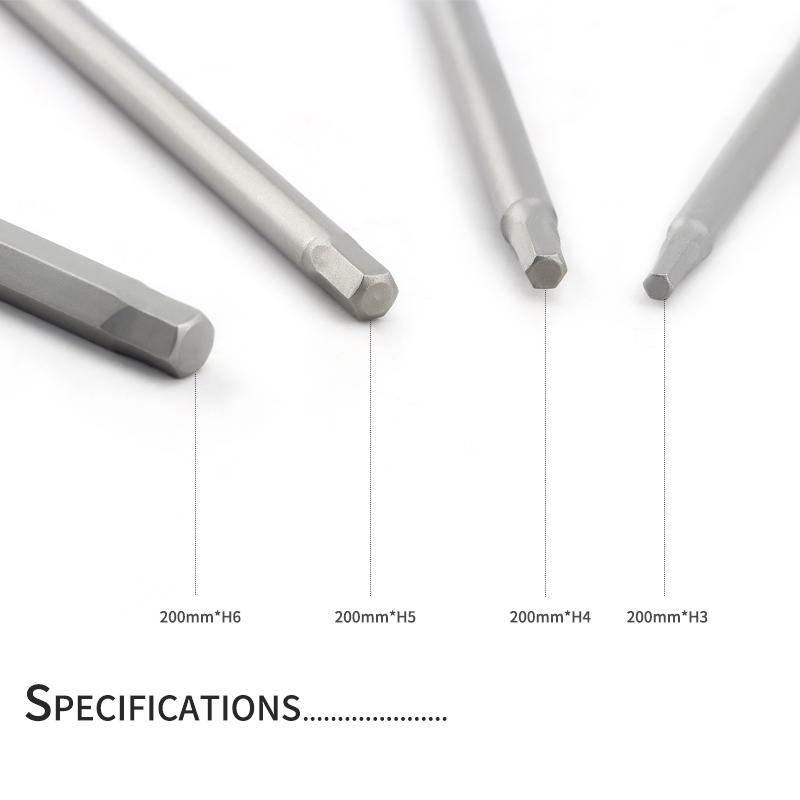 4/10 шт 200 мм шестигранные отвертки H3 H4 H5 H6 набор бит отверток прецизионный ударный гайковерт магнитный противоскользящий электрический шестигранный хвостовик