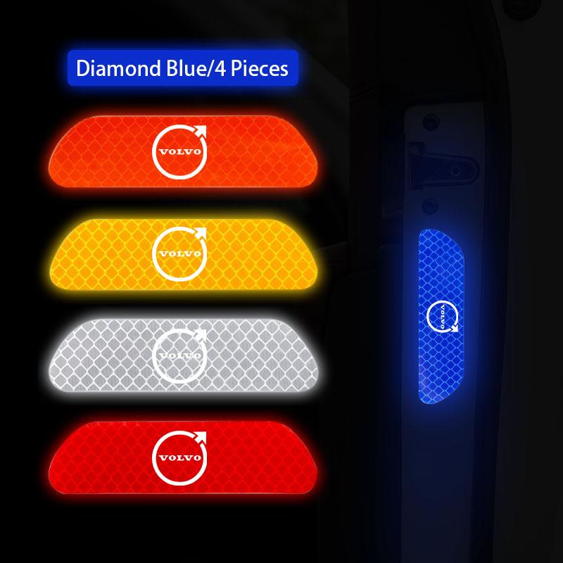 For Volvo 4Pcs Car Bumper Reflective Safety Strip Stickers Decoration For Volvo ES90 EC40 EX40 EM90 XC90 V90 V60 XC60 V40 S80 S6