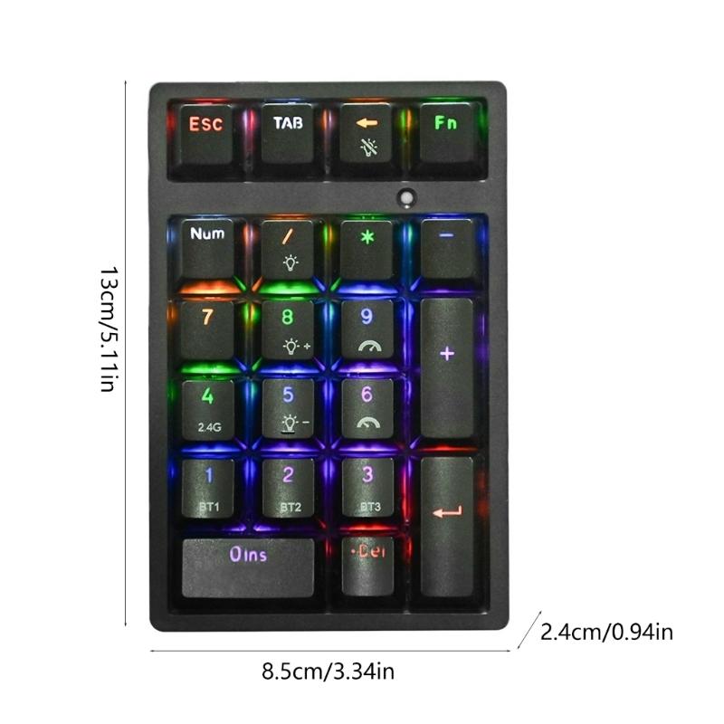 Bluetooth-совместимая цифровая клавиатура Беспроводная цифровая клавиатура Numpad 21 клавиша Портативная для финансового учета Тихая цифровая клавиатура