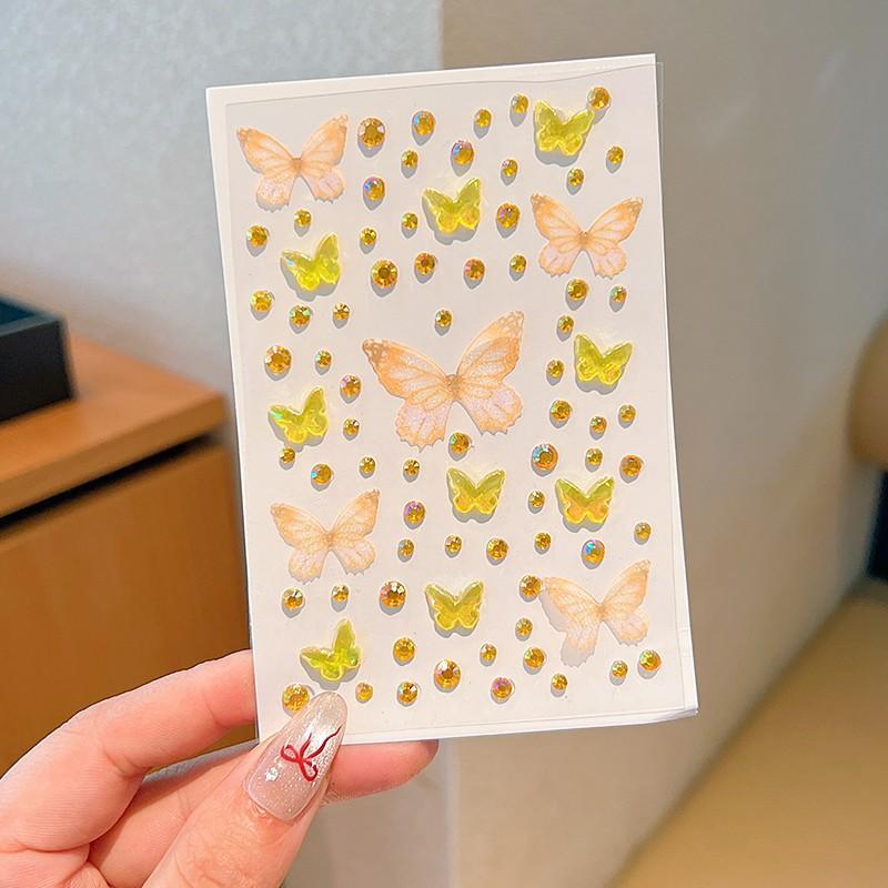 3D Butterfly Crystal Stickers DIY Kpop Photocard Makeup Decoration Diamond Sticker for Phone Case Girl Gift