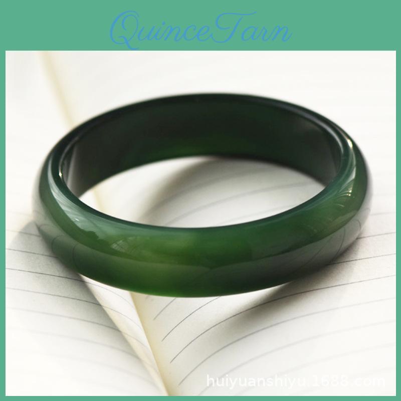 Grass Green 14mm Agate Natural Bracelet Fashionable Charm Agate Bangle Jade Bracelet Womens Gift
