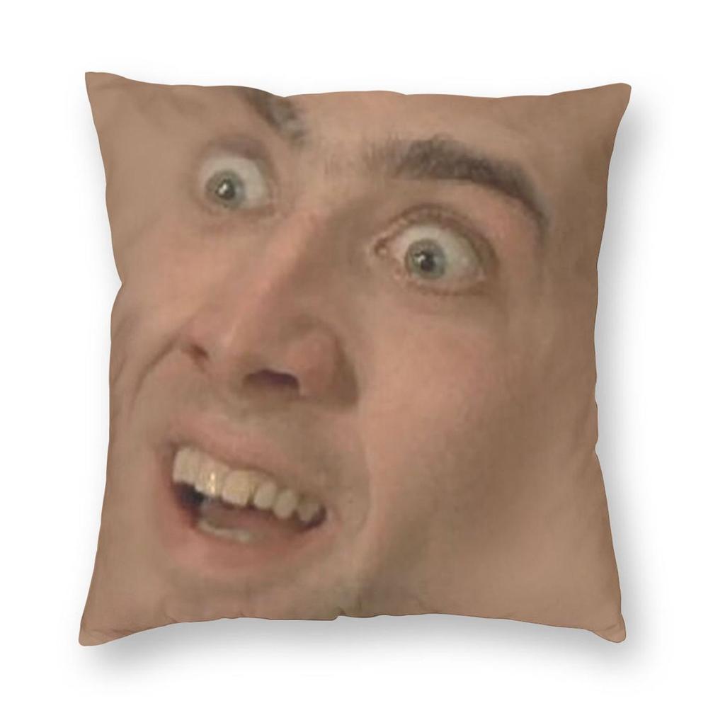 Funny Emoticons Nicolas Cage Square Pillowcase Pillow Cover Cushion Zip Decorative Comfort Throw Pillow for Home Car