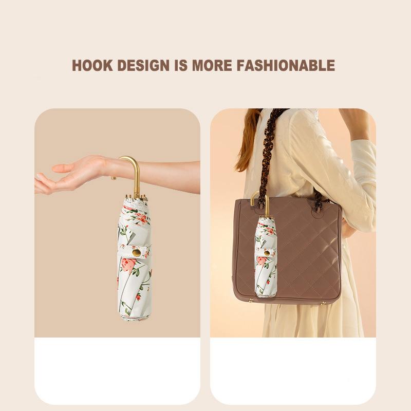 Французский изогнутый крючок, цветной резиновый крючок для зонта, женский зонтик от солнца с цветочным рисунком принцессы, сверхлегкий складной зонт