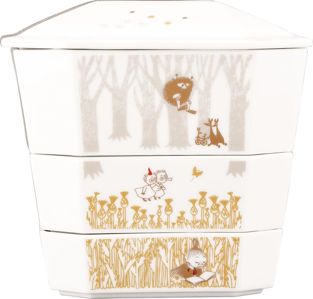 Yamaka Shoten MOOMIN Специальный Юбако 17 x 17 x 16 Юбако Идеально для Сакуры Первого и Другого Сделано в «День Сэцубун» 3-ярусная коробка, прибл.. см,