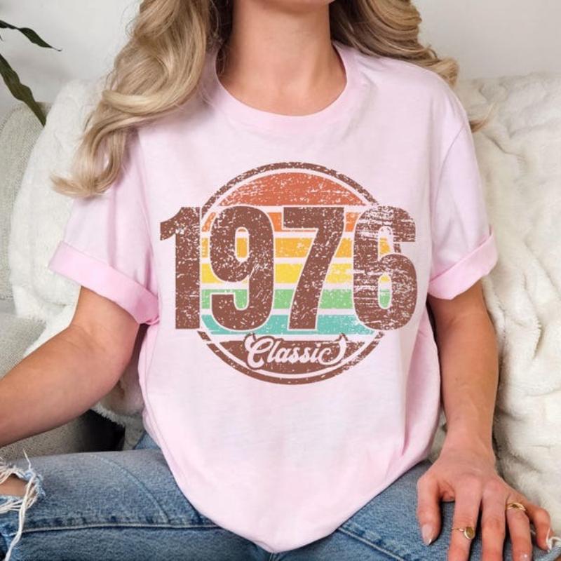 Классическая Оригинальная Деталь Винтажная 1976 Классическая Рубашка Для Унисекс Родившийся В Подарок На 49-й День Рождения Для Унисекс Рубашка С Ретро-Принтом Streetwear