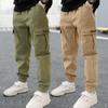 Boys' Cargo Pants - Spring/Autumn 2024, Stylish Casual Cotton for Kids, Middle & Big Children.