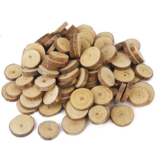 100 Pcs Wood Log Slices Mini Wooden Discs for DIY Crafts Room Wedding Decor