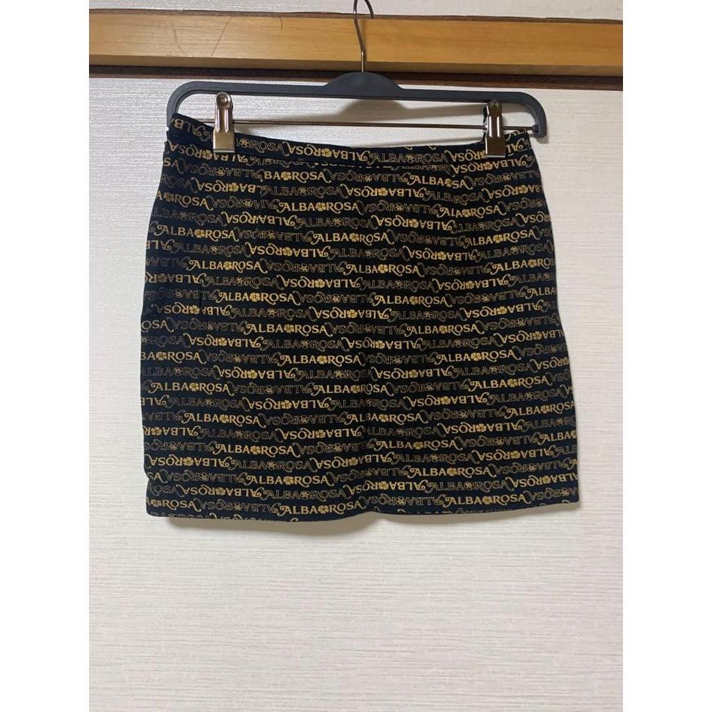 Used ALBA ROSA all-over logo print mini skirt black vintage original rare