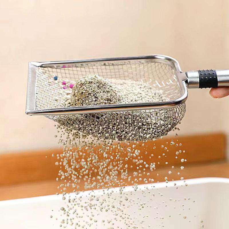Cat Litter Scoops Pet Cleaning Tool Aluminum Alloy Cat Shovel For Cleaning Feces Fine Mesh Screen Cat Excrement Shovel Supplies