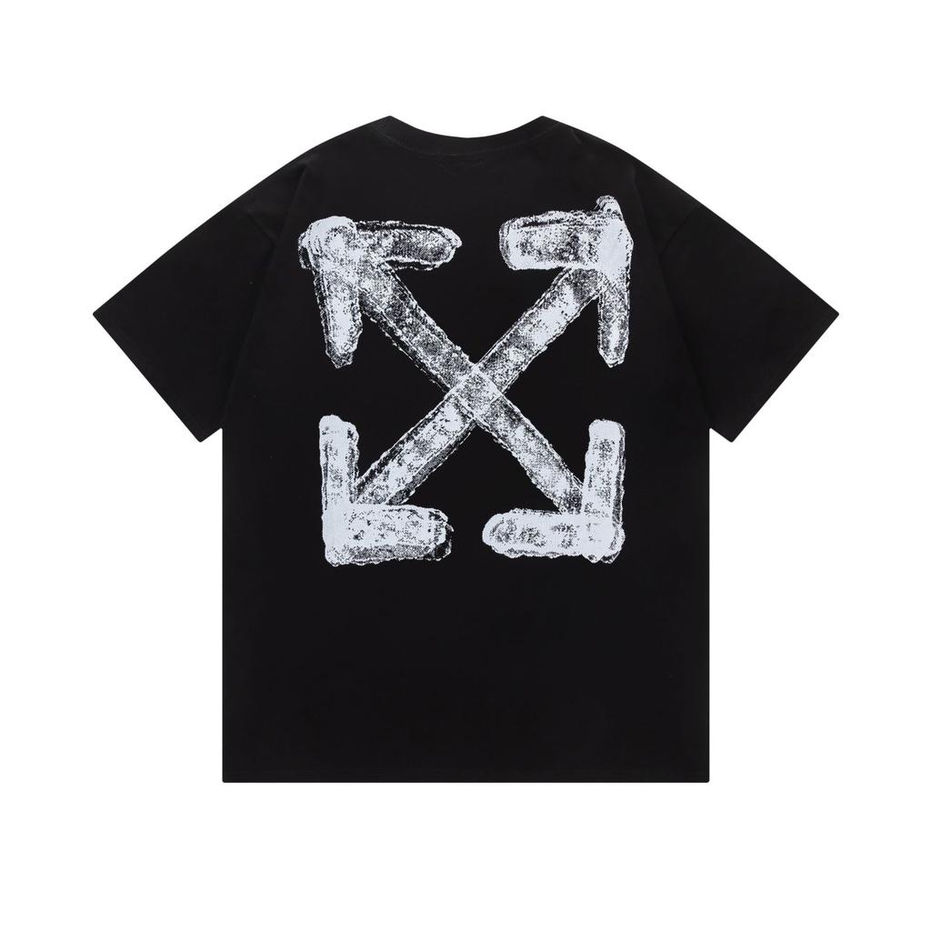 Off-White 2025 Spring/Summer New Blur LOGO Arrow Round Collar Short Sleeved Men's and Women's T-shirts