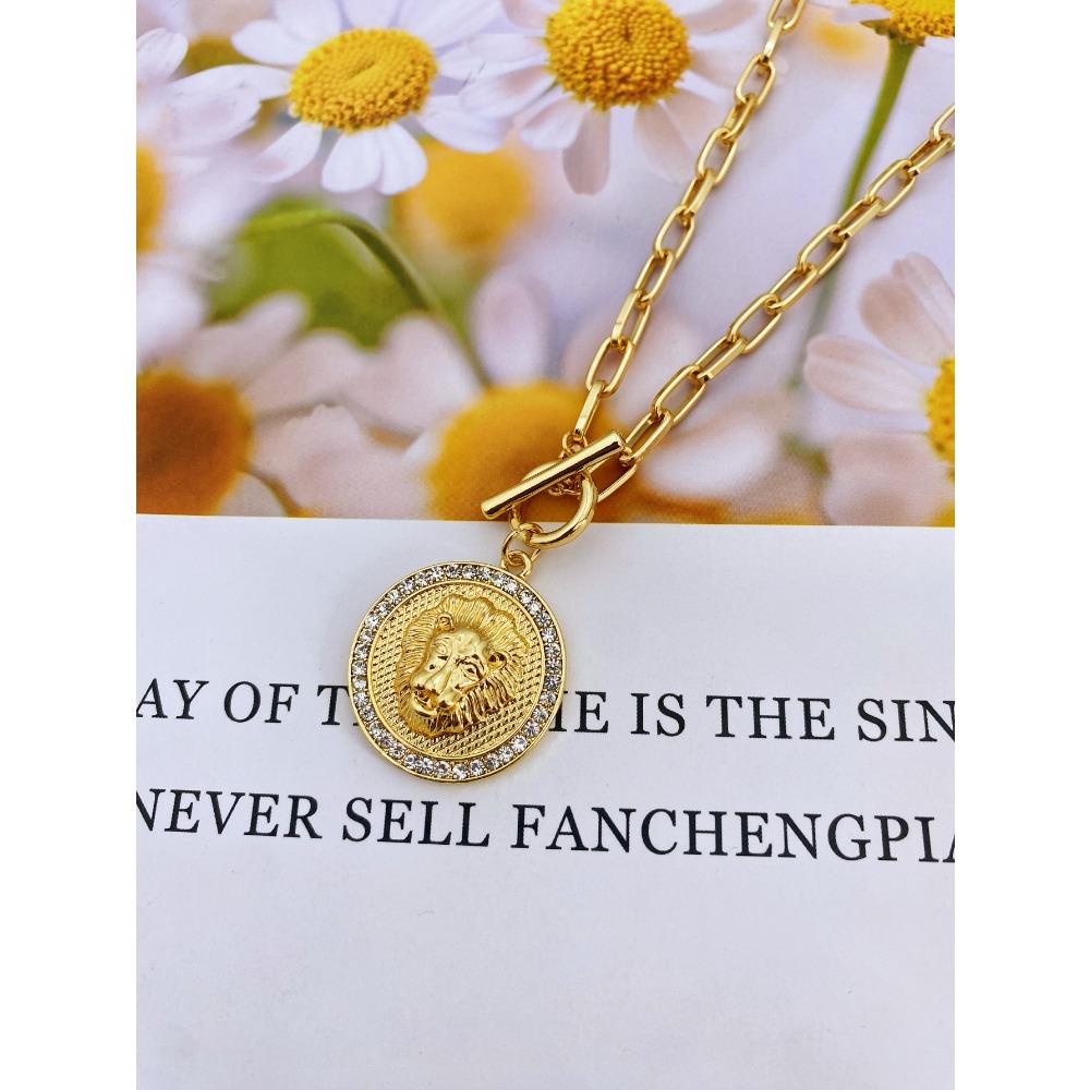 Преувеличенное короткое ожерелье с подвеской в ​​виде головы льва, ювелирное колье из цинкового сплава для женщин