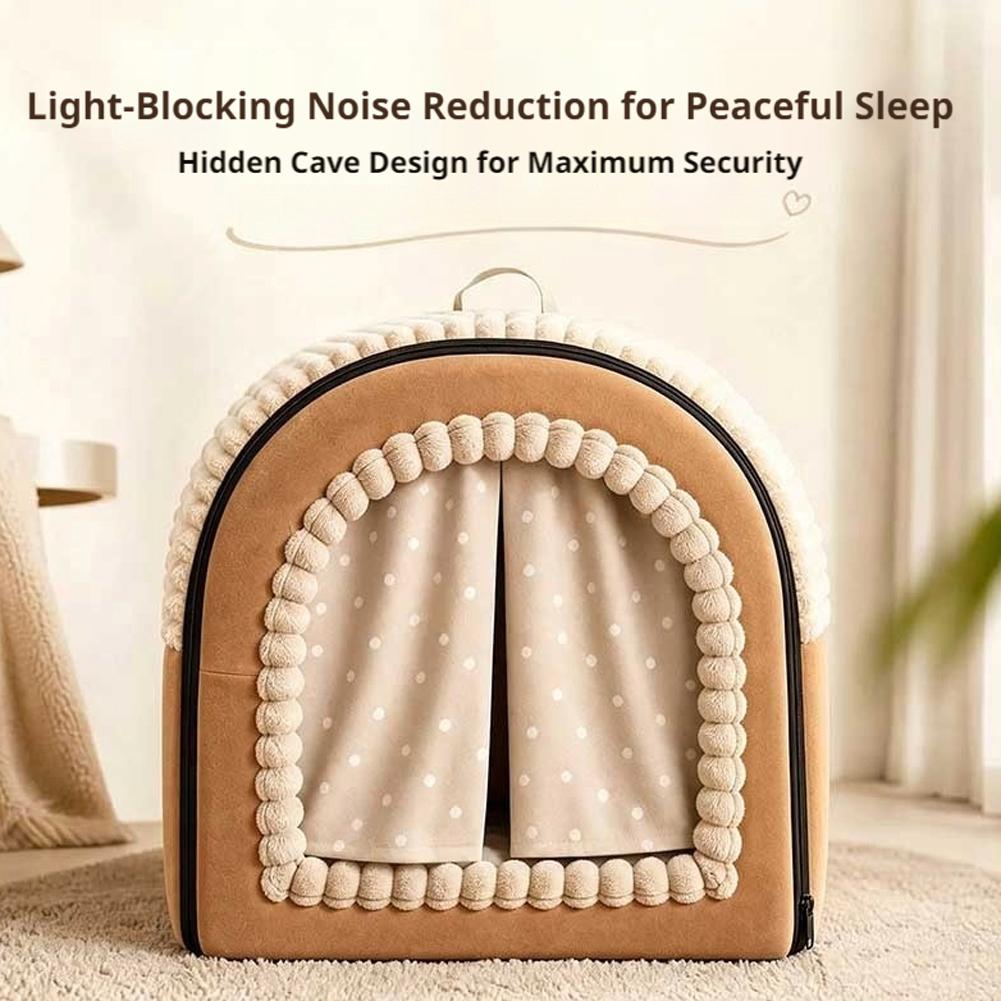 Winter Warm Cat Bed Enclosed Cave House Soft Plush Corduroy Pet Bed Washable Indoor Cat Nest For Small Dogs Kitten