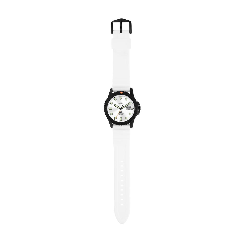 Fossil СИНИЕ Дата Белый Силиконовый Часы Три Стрелки