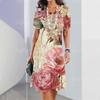 New Women's Dresses Floral 3D Printed Summer Luxury Midi Dresses Feamle Short Sleeve Dress Fashion Oversized Clothes