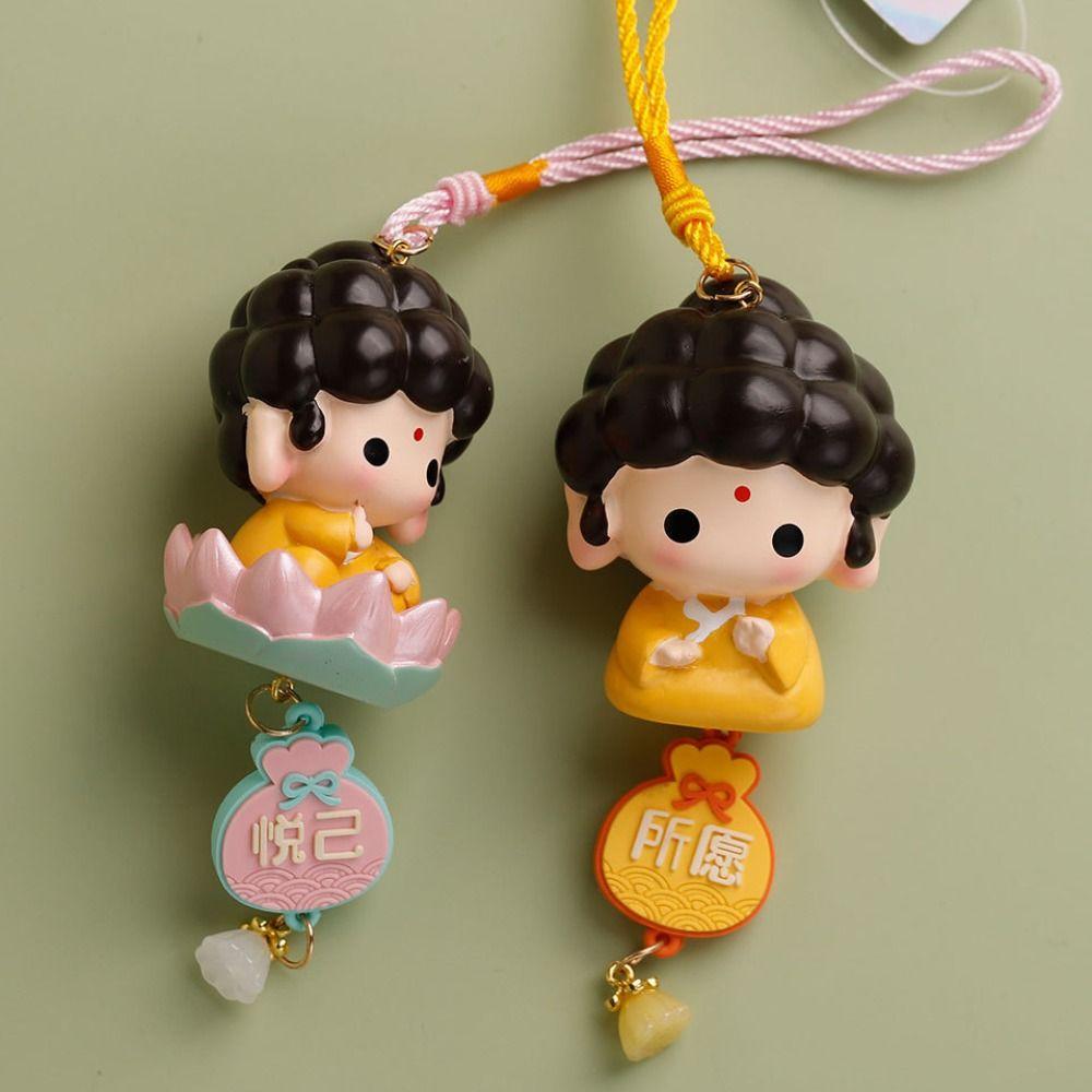 Нежные мини-статуэтки Будды, подвесные фигурки Будды из мультфильмов, подвеска для автомобиля в виде Будды Гуаньинь, подарок