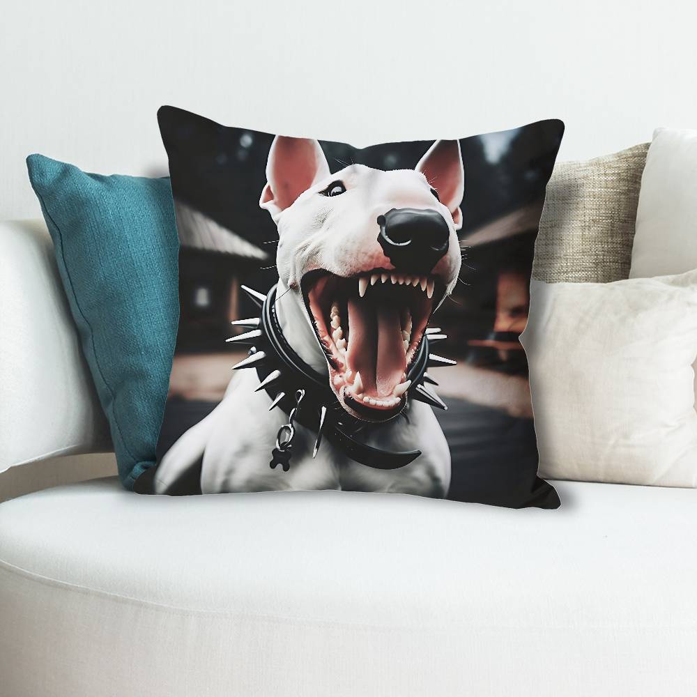 BBull TTerrier Dog Funny Pillow Cases for Bedroom Living Room Sofa Home Decor Polyester Cushion Cover with Zipper