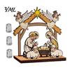 Экологичный Праздничный Декор Рождественское Светящееся Украшение для Стола, 3D Деревянное Украшение Елки с Атмосферными Украшениями Теплый Свет, Праздничный Центр Стола