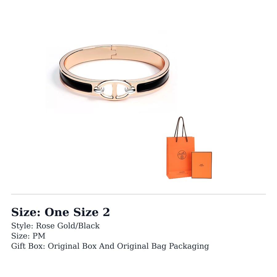 HERMES Mini Clic Chaine D'Ancre Enamel Bangles Unisex Rose Gold/Black H209000FO01