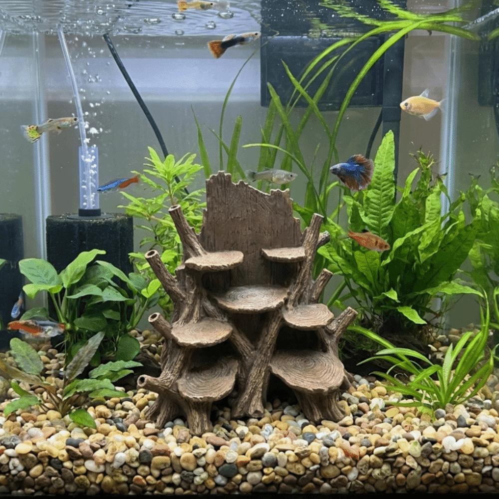 Irregular Stump Fish Tank Ornaments Realistic Tree Stump Shrimp Breeding Cave Aquatic Pets