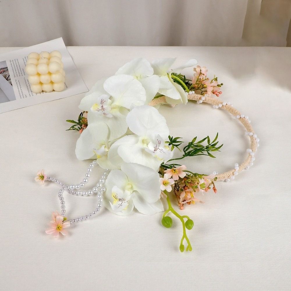 Phalaenopsis Orchid High-end Woven Floral Wreath Handmade Bridal Hand-held Bouquet