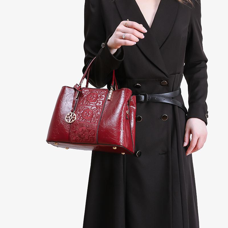 New Chinese-style original jacquard red handbag, wedding bag, Chinese-style elegant large-capacity handbag for middle-aged women and mothers