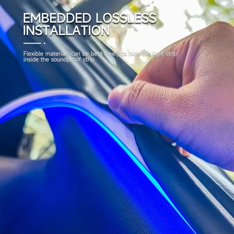 Flexible LED Ambient Light Strip 5M 12V for Tesla Model Y 2025 After Trunk Frunk Silicone Interior Car Decorative Lamp DIY Lamp